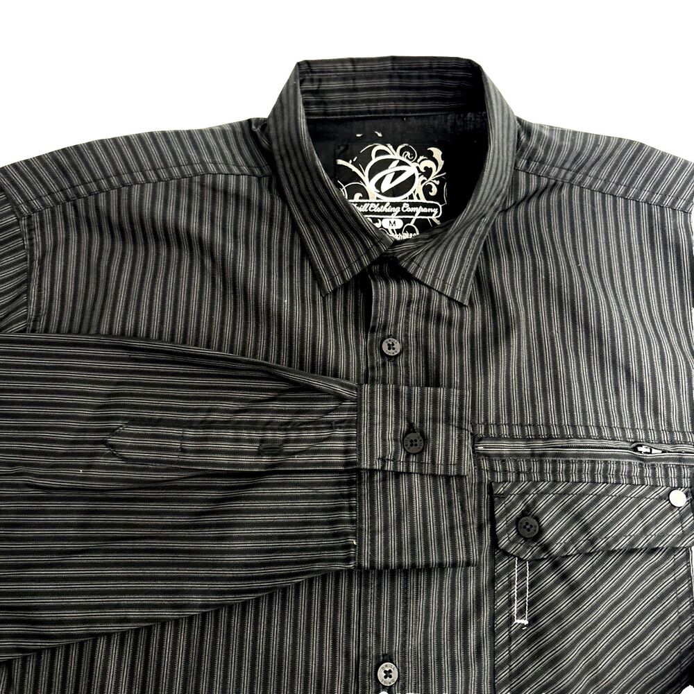 Drill Clothing Company Men Long Sleeve Button Up Striped Shirt Medium
